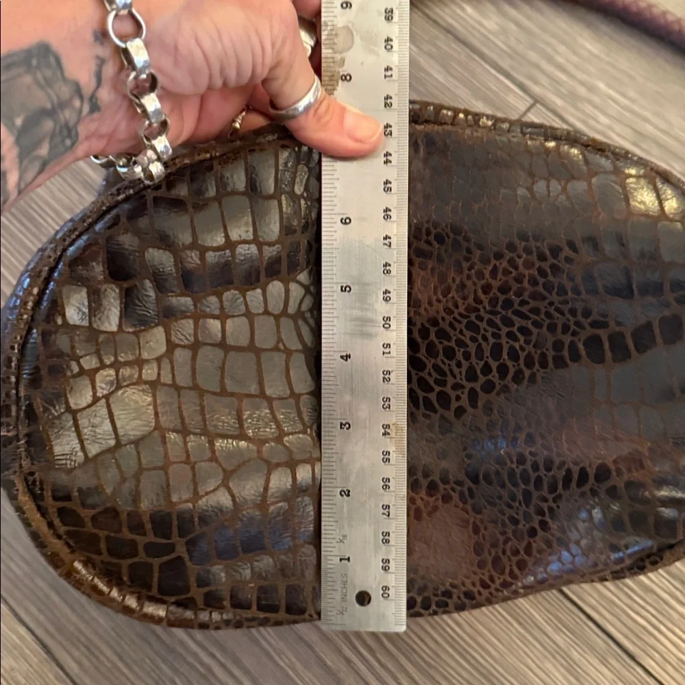 Brown Crocodile-Embossed Women's Bag